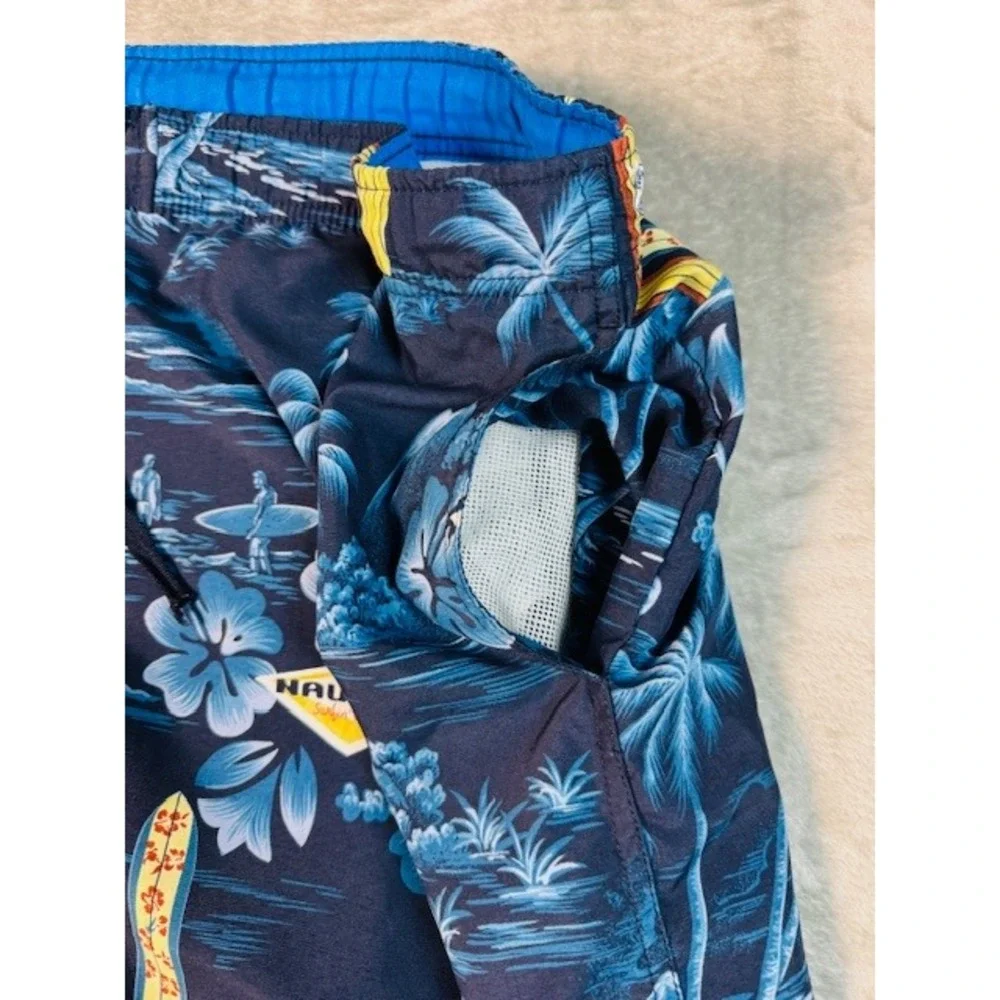 Nautica‎ Swim Trunks Mens XL Blue Tropical Surfboard Palm Tree Board Shorts